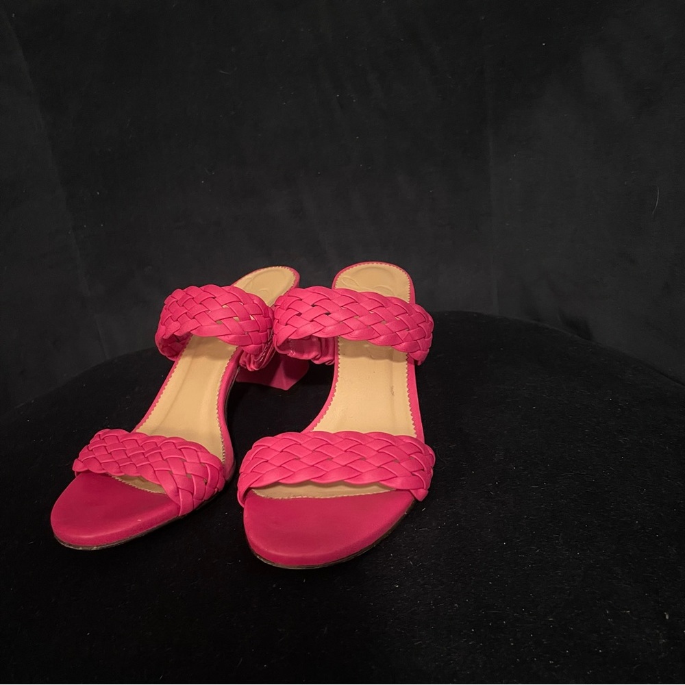 Pink J. Crew Lucie Braided Strap Heel Sandal, Size 7 - Picture 3 of 5